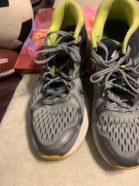 New Balance Gray Athletic Running Shoes with Lime Accents